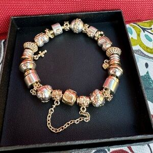 💛SOLD💛 Pandora 14k solid gold Bracelet With Charms